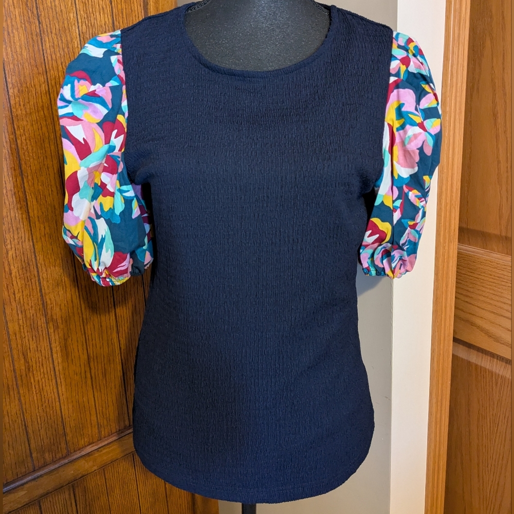 THE GET Mixed Material Blouse, Sz M, NWOT!!!